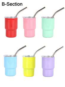 1pc/2pcs/6pcs Stainless Steel Double-Layer Sublimation Mini Tumbler Coffee Cup With Lid And Straw Water Cup Double-Layer Vacuum Insulated Cup Suitable For Bars, Clubs, Restaurants, Families, Party Supplies