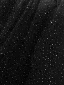 ROMWE MEN Casual Men's Avant Elastic Waist Loose Rhinestone Washed Baggy Cropped Sweatpants, For Rave - Black - View 3