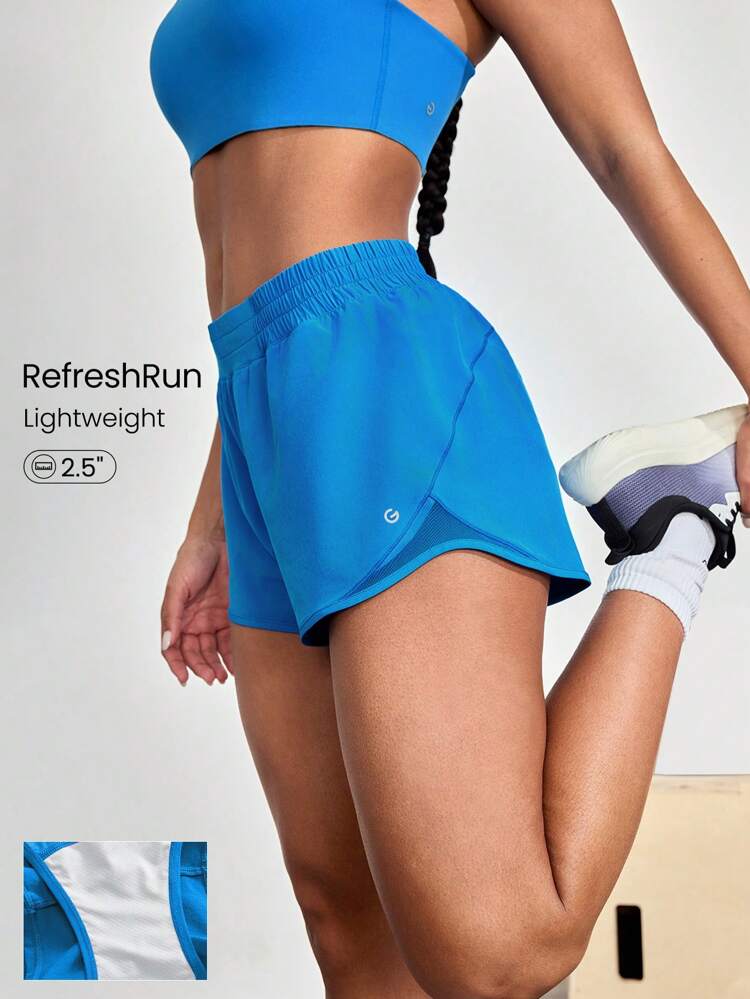 2.5" RefreshRun Shorts VitalSwift Ultralight Sweat-Wicking Mid-Rise Waist Adjustable Drawstring Waist Reflective Running Shorts With Built-In Anti-Odor Underwear Back Zip Pocket High Impact Workout Running Training Spring Summer