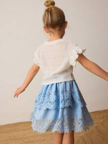 Maija Kids Maija Kids Mehrlagiger Rock mit bestickter Verzierung für Kleine Mädchen, idyllisch, liebenswert, lässig, Urlaubsrock in einfarbigem Rosa, Frühling/Sommer