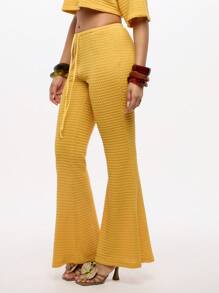 SUMWON WOMEN Quần ống loe cạp cao Crochet Beach Cover Up Quần Palazzo Quần áo mặc đi nghỉ mát mùa hè Quần áo mặc ở nhà bên hồ bơi Phong cách Bohemian Quần áo đi biển - Màu vàng - Xem 5