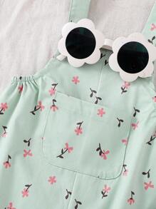 Souflis Souflis Baby Girl Infant 0-3 Years Spring Summer New Arrival Versatile All-Match Ditsy Floral Jacquard Woven Bib Overalls Jumpsuits, Suitable For All Seasons - Multicolor - View 8