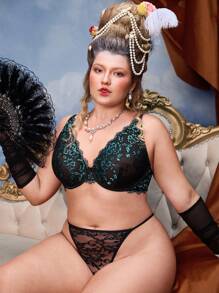 PinupPomp Plus Size Lace Underwire Lingerie Bra - Multicolor - View 1
