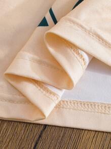 2 件 Tween 女童花卉印花短袖圆领 T 恤和纯色裤子，舒适休闲装 - 黃色 - 查看 4