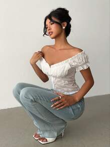Aloruh Women's Spring/Summer White Shirt With 3D Embroidered Buttons - White - View 8