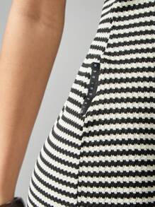 MISSGUIDED Strapless Bandeau Mini Party Dress Stretchy Bodycon Club Night Out Summer Fashion Striped Twist Front Small Dress - Black and White - View 5