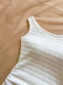 Soleia Váy ngắn nữ vải kết cấu cổ bất đối xứng có vòng kim loại, phù hợp cho lễ hội âm nhạc, phong cách Boho, ngày lễ, hẹn hò, trà chiều - trắng - Xem 7