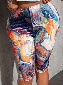 SHEIN SXY Leggings con estampado de mármol de talla grande modernos