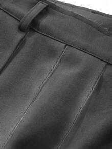 DAZY Váy suông dài vừa phải xếp ly màu trơn không đối xứng trang trí tiền cũ thường ngày, quần áo mùa xuân/hè, mùa thu mùa đông cho nữ - Xám - Xem 5