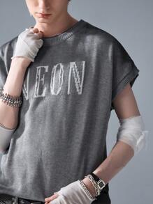 NEON BLANC Men's Street Fashion Jacquard Knit Grey Crew Neck Sweater - Light Grey - View 4