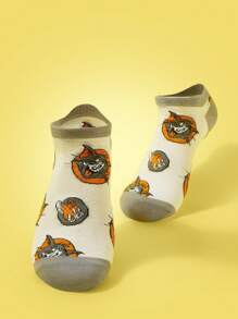 TOM & JERRY X SHEIN 1 Pair Women's Cartoon Mouse & Cat Pattern Fashion Ankle Socks - Multicolor - View 4