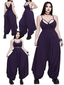 Whyspr 大码女式 V 领系带不对称连体裤