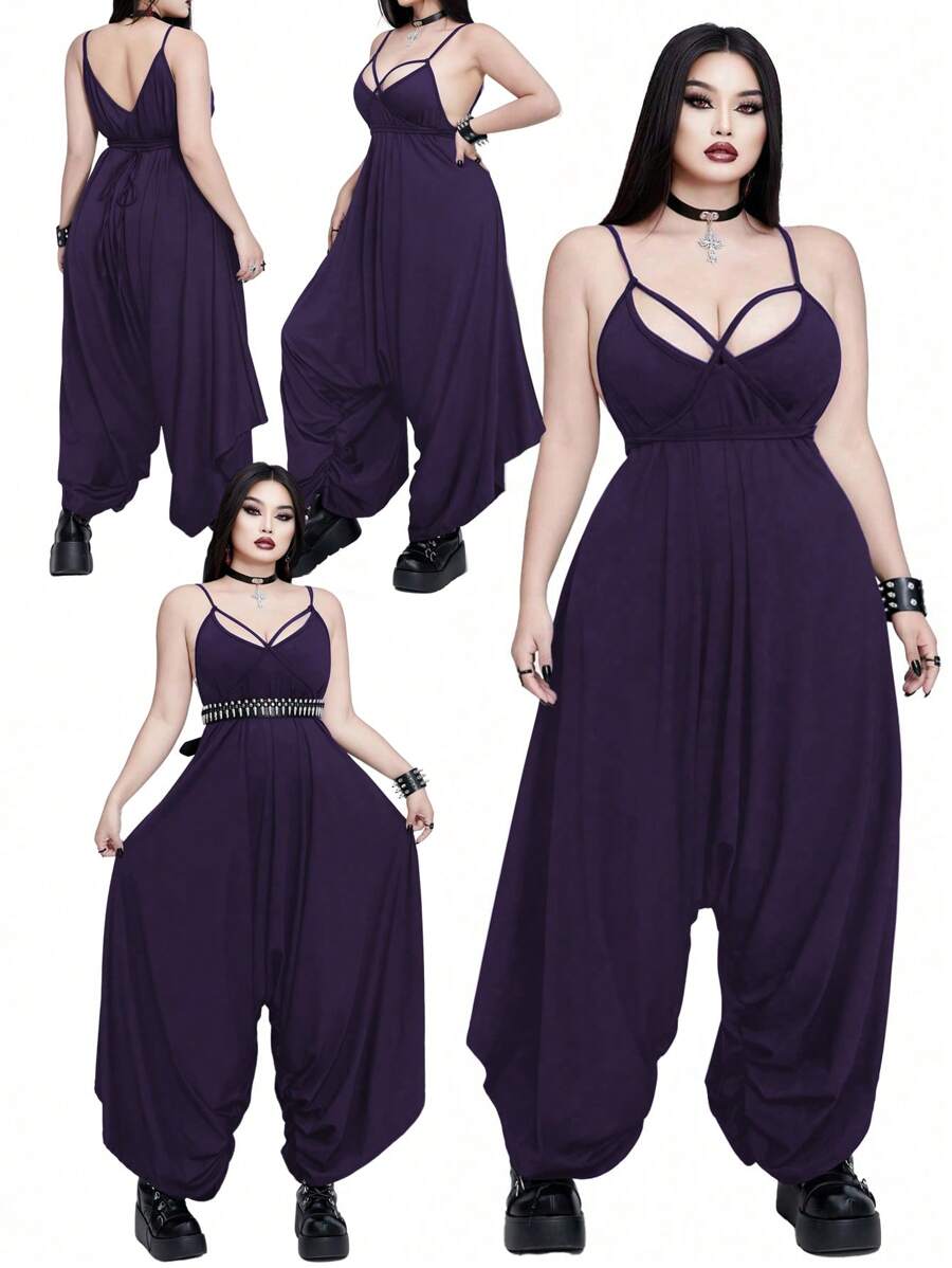 Whyspr 大码女式 V 领系带不对称连体裤