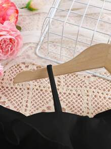 Baby Girly Cute Black Ruffled Strap Jumpsuit, Summer - Black - View 4