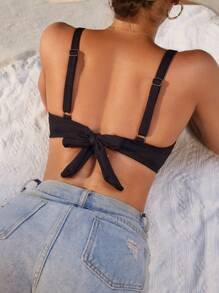 Voyashape Women's Cross Front Double Strap Push-Up Underwire Swimsuit Bikini Top, Fashionable And Versatile Simple Design For Summer Beach Vacation - Black - View 2