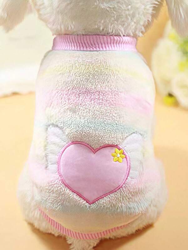 Ropa de peluche de dibujos animados y cálida para mascotas de taza de té, cachorros, gatos, osos de peluche, chaleco rosa