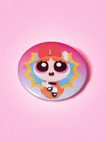 THE POWERPUFF GIRLS X SHEIN 1pc Cute Cartoon Blossom Pattern Ombre Round Badge