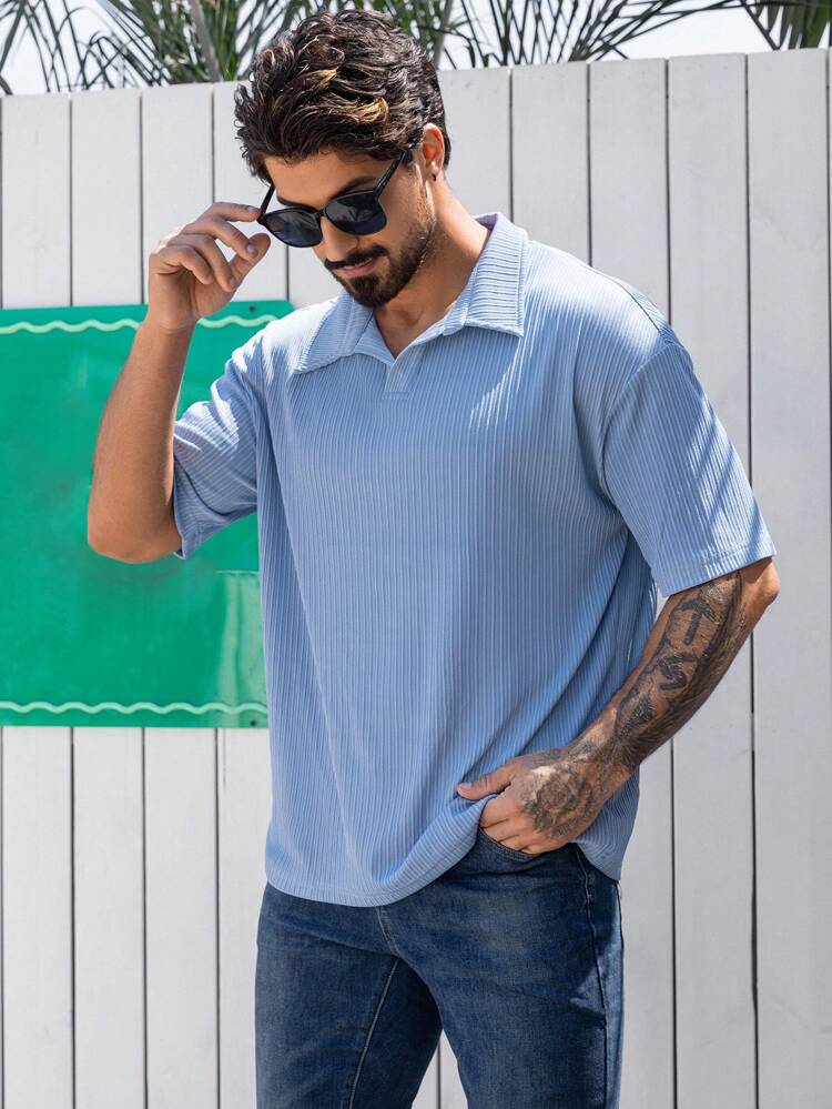 Men's Solid Color Short Sleeve Casual Commute Polo Shirt, Summer