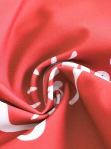 SHEIN New Fashion Young Girl Palm Tree Print Raglan Sleeve Top And Bottom Swimsuit Set - Redwood - View 4