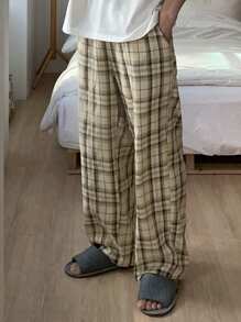 DAZY Plaid Casual Pajama Pants For Men, Spring - Beige - View 8