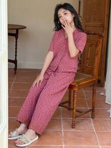 DAZY 青少年女孩秋季睡衣 青少年女孩 - 粉色 - 查看 3