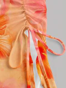 SHEIN MOD Casual Asymmetrical Hem Floral Print Cropped Tank Top For Women, Suitable For Holiday And Summer, Pintue Flower Pattern,Tube Top Suitable For Going Out