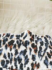 SHEIN Clasi Mono con estampado de leopardo fruncido sin tirantes talla grande para mujer, de verano - Multicolor - Ver 4