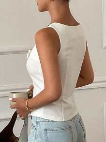 Áo ba lỗ công sở ôm vừa vặn cho nữ mùa hè - Màu be - Xem 3