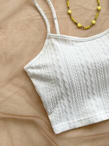 Soleia 度假风格 2 件套：白色纹理针织吊带背心和热带彩色西西里水果印花抽绳系带开衩裙