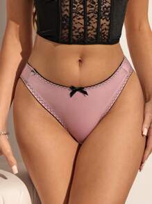 SpicyHot 1pc Women Lace Patchwork Crotchless Panty - Multicolor - View 2