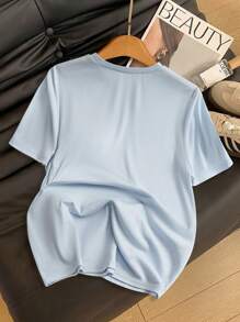 SHEIN LUNE 女士 3D 花卉装饰短袖 T 恤，优雅夏日