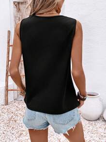 SHEIN LUNE Top informal de tirantes de unicolor para mujer, perfecto para vacaciones