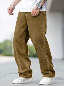 Manfinity Hypemode Jeans holgados de algodón para hombre con bolsillo en ángulo