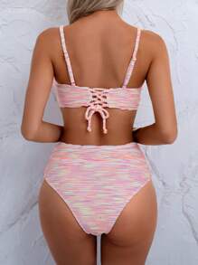 Swim Mod Set bikini a fascia con nodo intrecciato e colori a contrasto per le donne