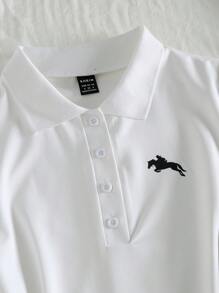 Flirla Vestido mini casual con cuello polo, sencillo y de moda, adecuado para el verano