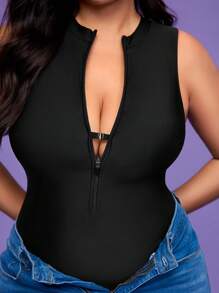 Shapewave Traje de baño de una pieza para mujer de talla grande con cremallera en la espalda, tirantes con cordón y moldeador de figura