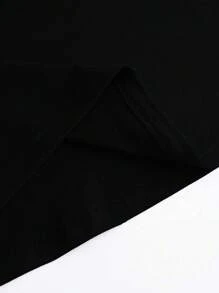 SHEIN CURVE+ Áo thun tay ngắn họa tiết da báo và trái tim cỡ lớn cho mùa hè - màu đen - Xem 3