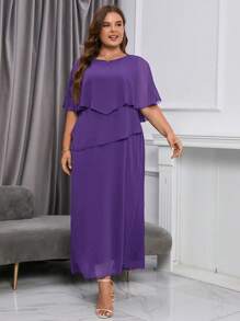 SHEIN Clasi Vestido de malla de unicolor talla grande, de moda para el verano - Morado - Ver 5