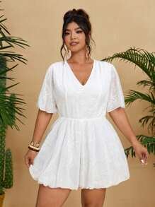 Sunnyshic Tuta intera da donna in tessuto con texture, a palloncino, stile jumpsuit