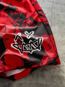 Manfinity VCAY Men's Loose Digital Print Woven Shorts - Red - View 5