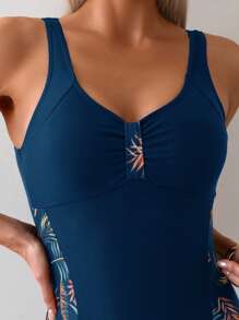 Swim Lushoire 女士露背连体花卉印花泳衣