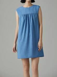 EMERY ROSE Women's Solid Color Sleeveless Casual Vacation Dress