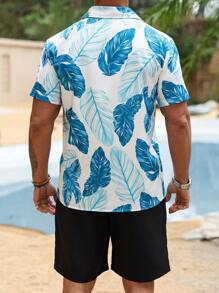 Manfinity RSRT Men's Vacation Tropical Plant Printed Short Sleeve Single Breasted Shirt And Shorts Casual 2 Pieces Set Vacation Outfits For Men Beach Outfits For Men Beach Outfits For Men Men Shirt Co Ords Men's Vacation Outfits Vacation Outfit For Men - Multicolor - View 2