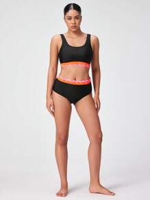 Swim Nautrix Ladies' Competitive Swimwear Set With Sun Protection, Chlorine Resistance, And Lace-Up Vest For Summer Beach Vacation - Black - View 5