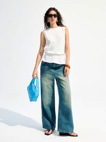 LYSMO 2025新款前卫设计镂空条纹褶皱无袖上衣，Rave上衣