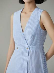 EMERY ROSE Women's Summer Casual Striped Sleeveless Midi Dress