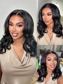 ALL READY WIG Peluca de cabello humano natural con cierre sin pegamento de 6x4, onda corporal, densidad del 180%, personalizada, con encaje previamente decolorado, recortado y fundido, vibra natural, 9AM HAIR - SNatural - Ver 17