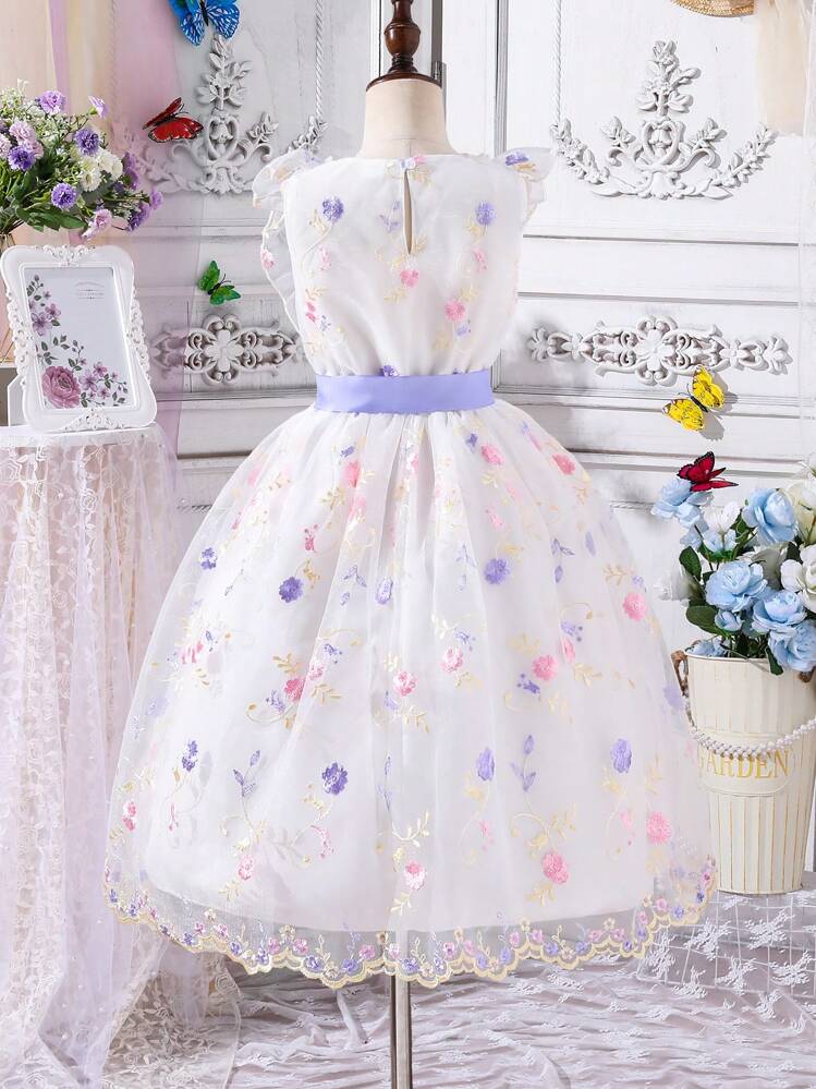 Tween Girl Princess Dress With Embroidery Detail, Elegant Light Weight Party Dress - Mauve Purple - View 2