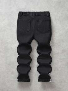 SHEIN Young Boys' Stylish Y2k Camo Patchwork High Stretch Slim Fit Denim Jeans,For Kids Spring/Summer Clothes And Daily Streetwear Outfits