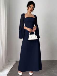 Firerie Váy Chiffon Hồng 2 món/Bộ cho nữ - Màu xanh hải quân - Xem 5